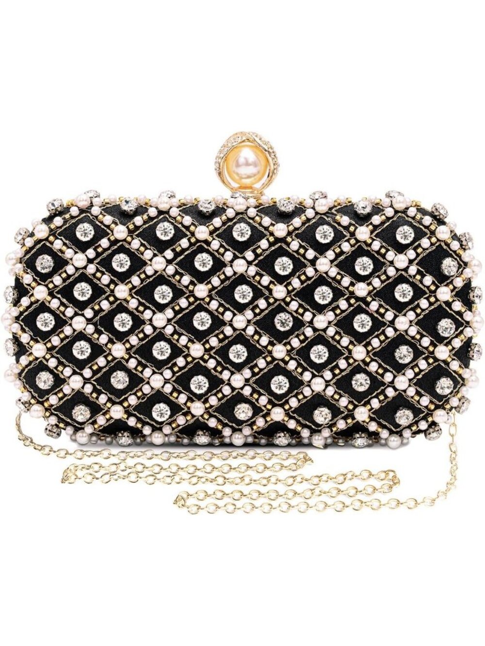 Women Black Sparkly Glitter Clutch Purse Fashionable Rhinestones Party Handbags